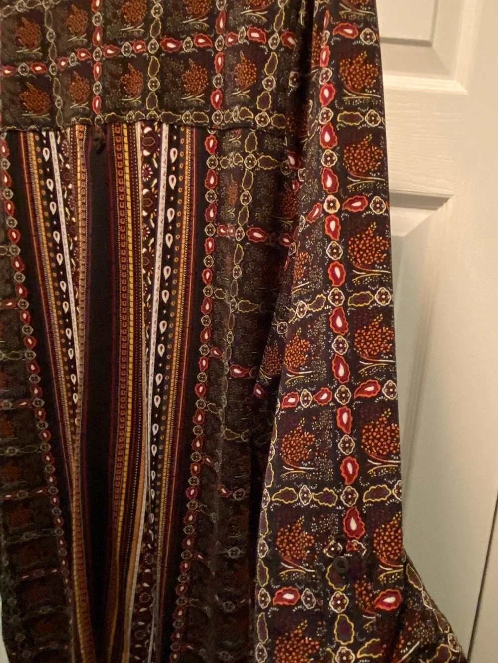 Nygard Autumn/Fall/Earth Tone Colors Mixed Media Geometric Design Blouse 1X